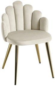 Cadeira Hand Gold Veludo - Beige