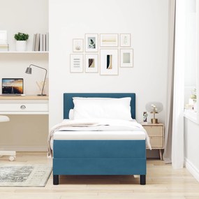 Cama Box Spring com Colchão Azul Escuro 100x200 cm Veludo