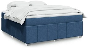 vidaXL Cama com molas/colchão 180x200 cm tecido azul