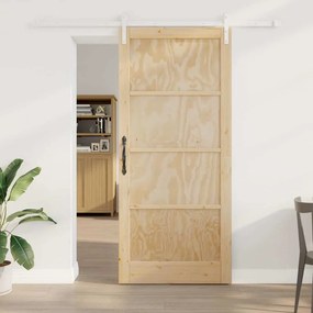 Porta Deslizante com Conjunto de Hardware 93x211 cm Madeira Sólida de