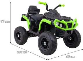 Moto 4 elétrica para crianças 12V ATV AIR, Rodas de AR, assento couro ecológico Verde/Preta