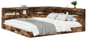 Cama Estante Carvalho Fumado 180x200 cm Madeira Engenharia