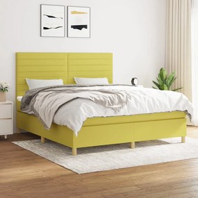 vidaXL Cama com molas/colchão 160x200 cm tecido verde