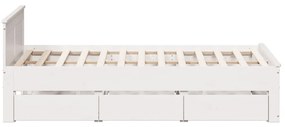 Cama sem colchão com cabeceira 160x200 cm pinho maciço branco