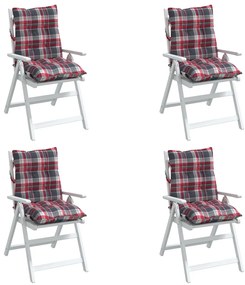 Almofadões cadeira encosto baixo 4 pcs oxford xadrez vermelho