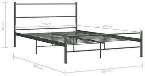 Estrutura de cama 120x200 cm metal cinzento