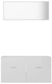 Conj. móveis de casa de banho 2 pcs contrapl. branco brilhante