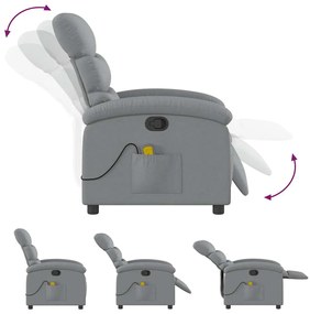 Poltrona de massagens reclinável tecido cinzento-claro