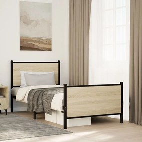 Estrutura de cama sem colchão 90x190 cm metal carvalho sonoma