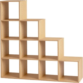 Estante com compartimentos abertos para sala de estar, escritório 29 x 129,5 x 129,5 cm bege