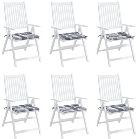 Almofadões cadeiras jardim 6pcs tecido oxford xadrez cinzento