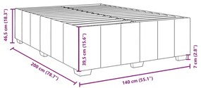 Estrutura de cama sem colchão 140x200 cm tecido cor creme