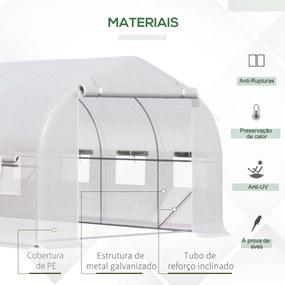 Estufa tipo Túnel 4x2x2 m Estufa de Exterior com 8 Janelas de Malha e Porta Estufa de Cultivos para Pátio Jardim Verde