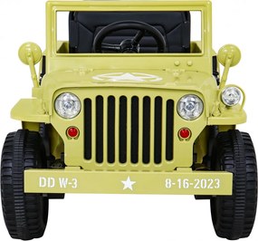 Jipe Militar elétrico para Crianças Retro Military, 12V 4x4, Rodas Espuma EVA, assento couro ecológico Bege