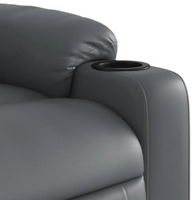 Poltrona massagens reclinável elétrica couro artif. cinzento