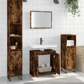 vidaXL 2 pcs conj. móveis casa de banho derivados madeira cor fumado
