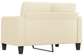 Sofá de 2 lugares 120 cm couro artificial cor creme