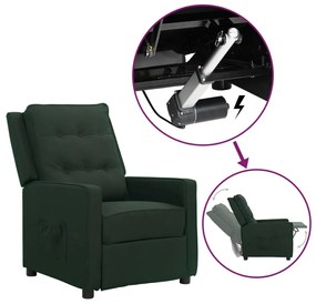 vidaXL Poltrona elevatória tecido verde-escuro