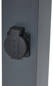 Candeeiro de exterior cinzento escuro com vidro fumado 80cm IP44 com tomada e sensor de movimento - Malios