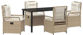 Conjunto de Jantar de Jardim de 5 Peças em Rattan Sintético Bege