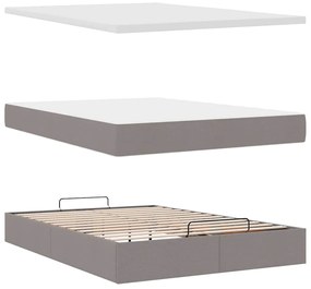 Estrutura de cama otomana com colchão tecido cinzento 140x200cm
