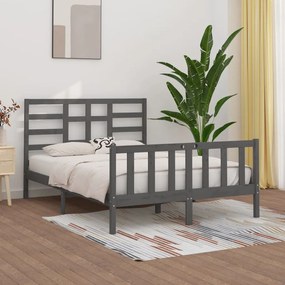 vidaXL Estrutura de cama king 150x200 cm madeira maciça cinza