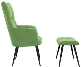 Cadeira de descanso com banco veludo verde-claro
