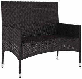 Banco de jardim de 2 lugares com almofadões vime PE preto