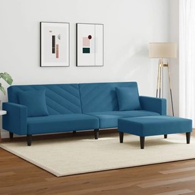 vidaXL 2 pcs conjunto de sofás com almofadas veludo azul
