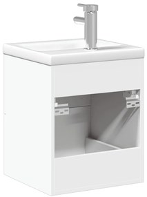 Armário de casa de banho com lavatório embutido branco