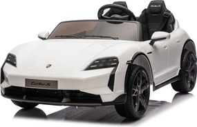 Carro elétrico para Crianças 24V Porsche Taycan Turbo S, 2 Lugares, Rodas Espuma EVA, assento couro ecológico Branco