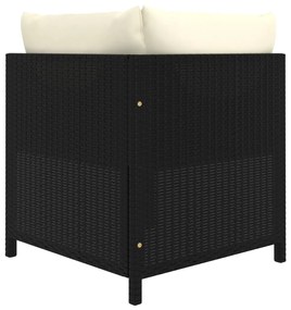 3 pcs conjunto lounge de jardim c/ almofadões vime PE preto