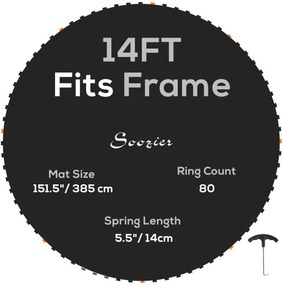 SPORTNOW Tapete de reposição para trampolim, tapete de salto substituto, compatível com trampolim Ø 4,3 m e molas de 14 cm | Aosom Portugal