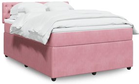 Cama com molas/colchão 160x200 cm veludo rosa