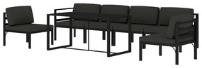 7 pcs conjunto lounge jardim com almofadões alumínio antracite