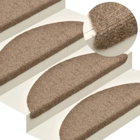 vidaXL Tapetes de escada autoadesivos 10 pcs 65x21x4 cm agulhado creme