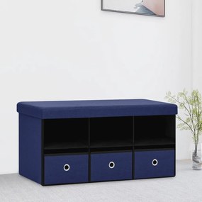 vidaXL Banco de arrumação dobrável 76x38x38 cm linho falso azul