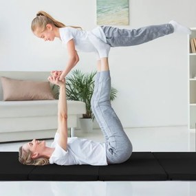 Tapete de ginástica dobrável antiderrapante de chão macio dobrável para exercícios de ioga em casa 240 x116 x 5 cm Preto