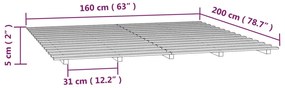 Estrutura de cama 160x200 cm madeira de pinho maciça branco