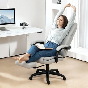 Cadeira de Escritório com Altura Ajustável 6 Pontos de Massagem e Apoio para os Pés Retrátil 68,5x68,5x113-121 cm Cinza