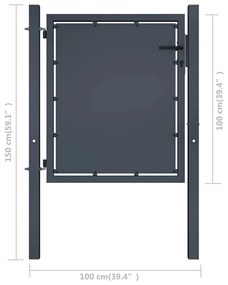 Portão de jardim 100x100 cm aço antracite