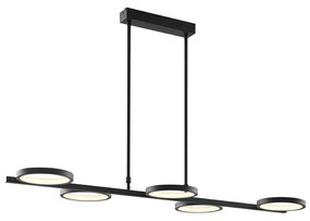 Candeeiro de suspensão moderno preto com LED 3 passos regulável 5 luzes - Vivé Moderno