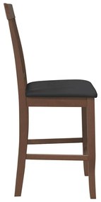 Bancos de bar com almofadões 2pcs madeira de seringueira maciça