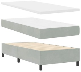 Cama Box com Colchão vidaXL Cinza Claro 90x190 cm Veludo