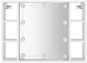 Armário espelhado com luzes LED 76x15x55 cm branco