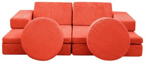Sofá-Cama de 2 Lugares Puzzle – Laranja – 140x46x70 cm