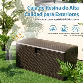 Caixa de arrumação para jardim 492 L Baú de arrumação exterior em PEAD com tampa com tampa bloqueável Carga do contentor 100kg  127 x 73 x 64 cm Casta