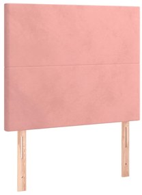 Cabeceira de cama c/ luzes LED veludo 80x5x118/128 cm rosa