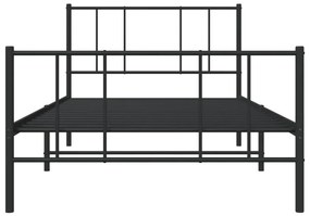 Estrutura de cama com cabeceira e pés 100x190 cm metal preto