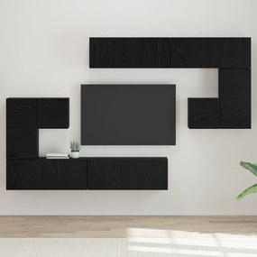 vidaXL Conjunto de móvel de TV com armazenamento com porta 8 pcs Carvalho Preto